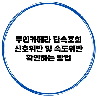 무인카메라 단속조회 신호위반 및 속도위반 확인하는 방법