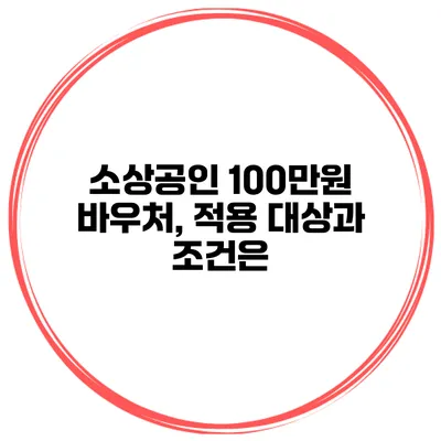 소상공인 100만원 바우처, 적용 대상과 조건은?