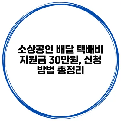 소상공인 배달 택배비 지원금 30만원, 신청 방법 총정리