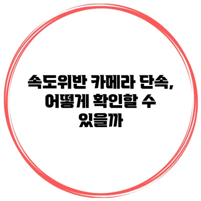속도위반 카메라 단속, 어떻게 확인할 수 있을까?