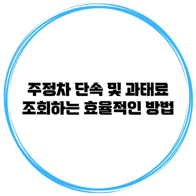 주정차 단속 및 과태료 조회하는 효율적인 방법