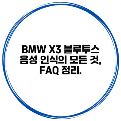 BMW X3 블루투스 음성 인식의 모든 것, FAQ 정리.