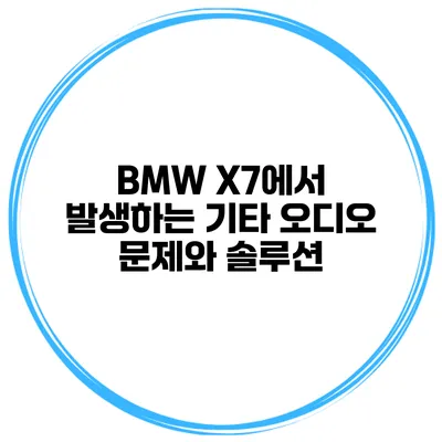 BMW X7에서 발생하는 기타 오디오 문제와 솔루션