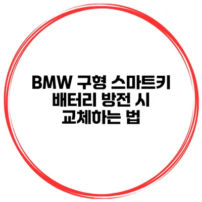 BMW 구형 스마트키 배터리 방전 시 교체하는 법