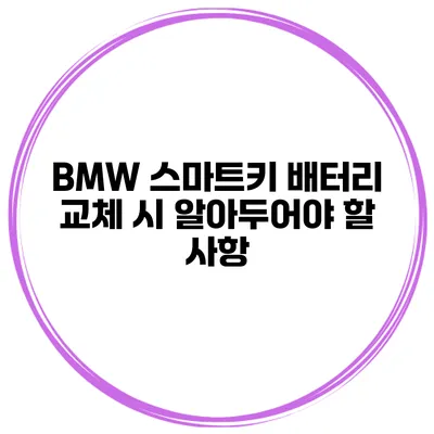 BMW 스마트키 배터리 교체 시 알아두어야 할 사항