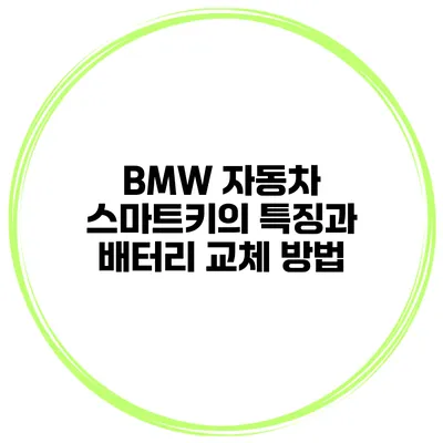 BMW 자동차 스마트키의 특징과 배터리 교체 방법