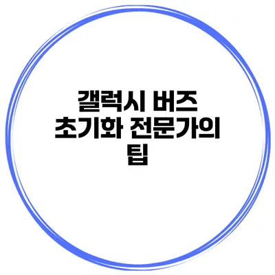 갤럭시 버즈 초기화 전문가의 팁