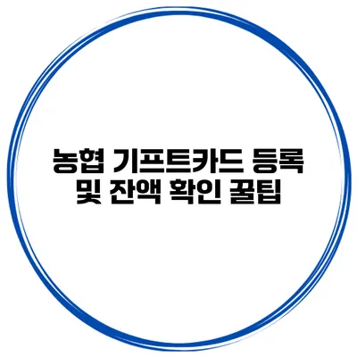 농협 기프트카드 등록 및 잔액 확인 꿀팁