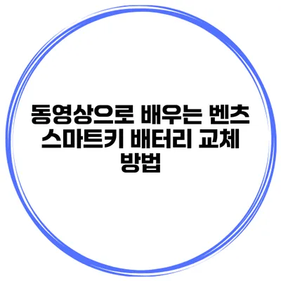 동영상으로 배우는 벤츠 스마트키 배터리 교체 방법