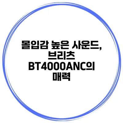 몰입감 높은 사운드, 브리츠 BT4000ANC의 매력
