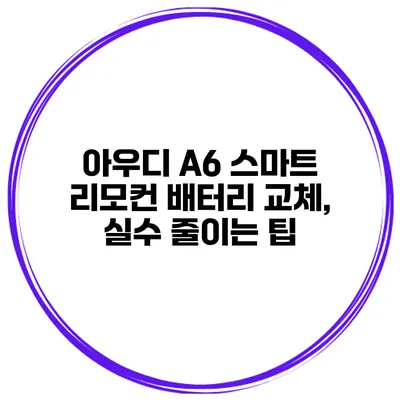 아우디 A6 스마트 리모컨 배터리 교체, 실수 줄이는 팁