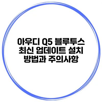 아우디 Q5 블루투스 최신 업데이트 설치 방법과 주의사항