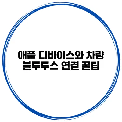 애플 디바이스와 차량 블루투스 연결 꿀팁