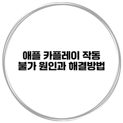 애플 카플레이 작동 불가 원인과 해결방법