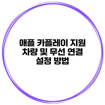 애플 카플레이 지원 차량 및 무선 연결 설정 방법