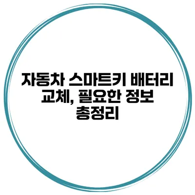 자동차 스마트키 배터리 교체, 필요한 정보 총정리