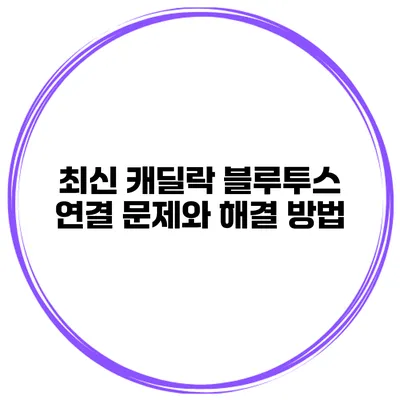 최신 캐딜락 블루투스 연결 문제와 해결 방법