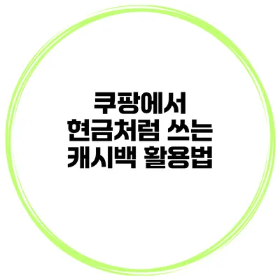쿠팡에서 현금처럼 쓰는 캐시백 활용법