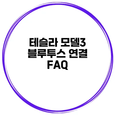 테슬라 모델3 블루투스 연결 FAQ